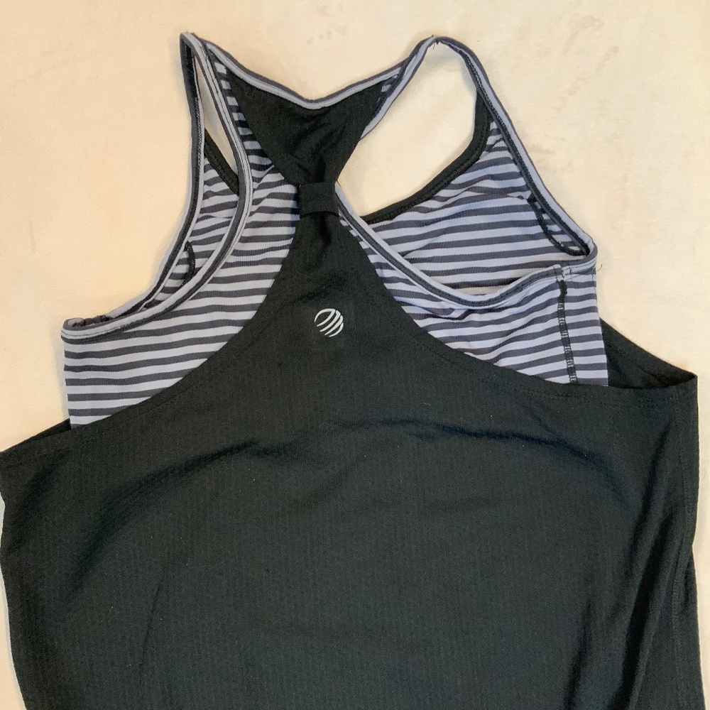 MPG Black Grey M Tank Workout Built in Sports Bra Active Sporty Adventure Yoga